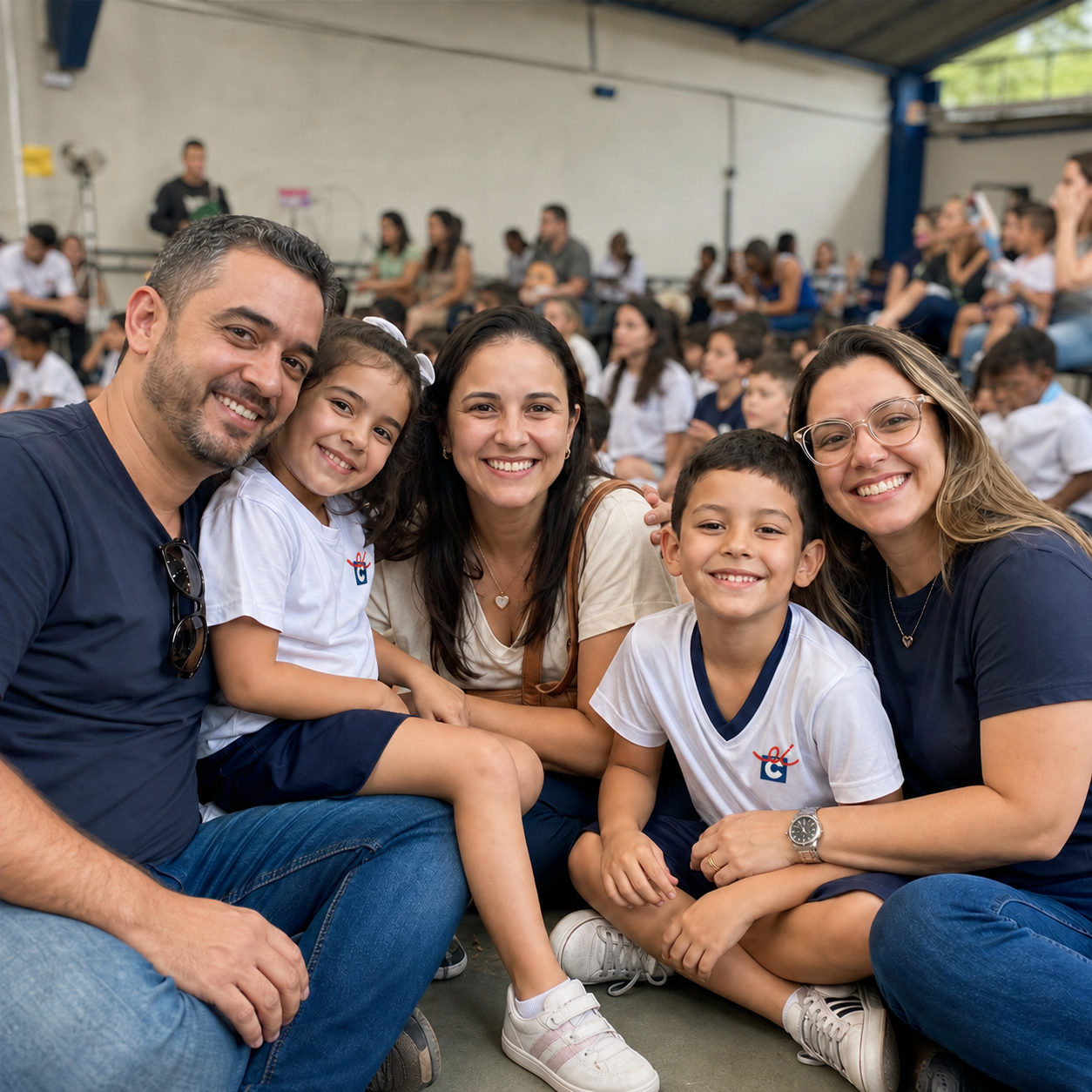 Família em evento escolar